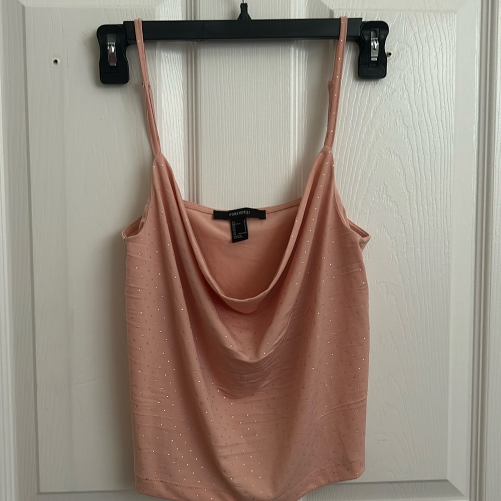 Pink studded cowl neck blouse
